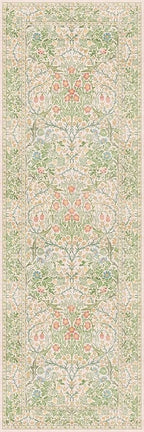 Non Slip Beige Green Bathroom Runner Rug - Long Runner Rugs 24 x 72 Washable Kitchen Floor Mat, Laundry Room Rug, Hallway Runner - Vintage Floral Design Décor (2x6 Beige Green)
