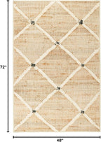 Dash and Albert Kali Machine Washable Area Rug - 4' x 6' Natural - Diamond Accent Rug - Anti-Slip Backing, Lightweight, Machine Washable, High Traffic Areas Kitchen, Mudroom, Laundry Room