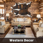 AROGAN Western Decor Faux Fur Cowhide Rug, 6.2x7 Feet Premium Animal Skin Cow Hide Rug, Sturdy Cow Print Rugs for Wall Decor, Western Floor Carpet for Bedroom Living Room, Black and Brown