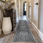 Rugshop Abstract Arch Shag Runner Rug Anthracite Dark Gray 2' 3" x 12' Great for Long Hallways, Open Entryways, or Galley Kitchens
