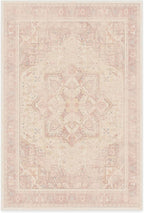 RUGGABLE Washable Area Rug – Kamran Soft Pink 6x9, Stain-Resistant, Non-Slip – Medium Machine Washable Rugs for Living Room, Bedroom, Hallway, Entryway & Office–with Standard Pad