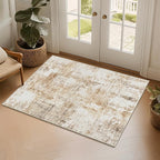 FMFUNCTEX Entryway Rug 2x3 Washable Brown Grey Modern Abstract Door Mat Non Slip Low Pile Indoor Carpet Soft Small Entrance Throw Rugs for Entrance Entry Bedroom Kitchen Bathroom Laundry, Grey Gold