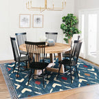 KILOCOCO Living Room Rug 5x7 Area Rug Printed Boho Washable Bedroom Rugs Non Slip Soft Large Moroccan Rubber Backed Indoor Rugs for Dining Room Office Farmhouse Geometric Carpet, Teal/Blue