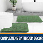 OLANLY Bathroom Rugs 47x20, Extra Soft Absorbent Chenille Bath Rugs, Rubber Backing Quick Dry, Machine Washable Bath Mats for Bathroom Floor, Tub and Shower, Home Decor Accessories, Olive Green
