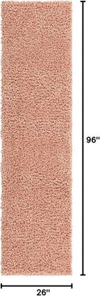 Unique Loom Davos Shag Collection Area Rug - Solid (2' 2" x 8' Runner, Dusty Rose)