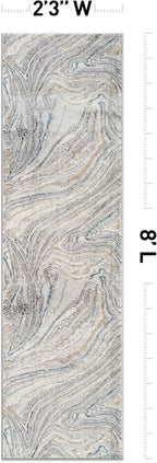 Rugshop Marble Swirl Distressed Gray Area Rug Modern Indoor Rug for Living Room, Bedroom, or Dining 2' 3" x 8' Runner Ideal for Hallway, Kitchen, Entryway, or Behind The Sofa