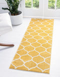 Rugs.com Lattice Frieze Collection Rug – 2' x 13' Runner Yellow Medium Rug Perfect for Living Rooms, Large Dining Rooms, Open Floorplans