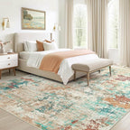 8x10 Christmas Area Rug Living Room Rugs - Washable Neutral Modern Abstract Soft Thin Large Rug Indoor Floor No Slip Rug Carpet for Bedroom Under Dining Table Home Office Decor -Colorful