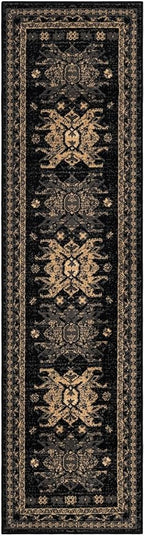 Unique Loom Taftan Collection Border Geometric Tribal Inspired Design Area Rug (2' 2 x 8' 2 Runner, Black/ Gray)