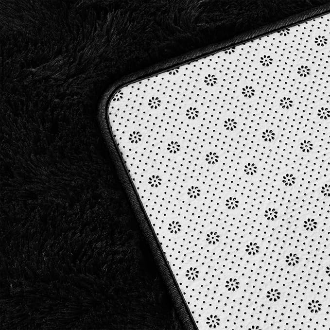 Large Shag Area Rugs 6 x 9, Plush Fuzzy Rugs for Living Room, Ultra Soft Fluffy Furry Rug for Bedroom, Indoor Carpet Nursery Rugs for Kids Room Home Decor, Black
