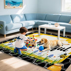 Bee Grateful Rug for Living Room 5x7, Low Pile Non-Slip Backing, Machine Washable Easy Fold Rug for Home, Office, Dorm Room