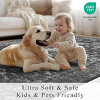 10x14 Washable Area Rugs for Living Room, Black Vintage Boho Large Rug for Bedroom Dining Room Office, Distressed Floral Floor Carpet Soft Non Slip Low Pile Farmhouse Indoor Mat