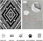 Area Rugs for Living Room 7x10, Moroccan Washable Low Pile Rug, Boho Neutral Farmhouse Ultra Soft Carpet for Bedroom Dining Room Home Decor, Geometric Print Tribal Carpets Black and White