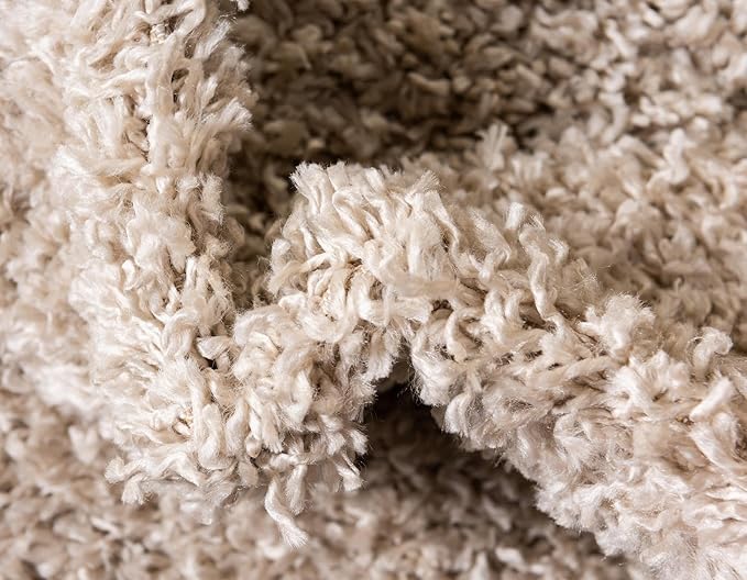 Unique Loom Davos Shag Collection Area Rug - Solid (3' 3" x 5' 3" Oval, Linen)