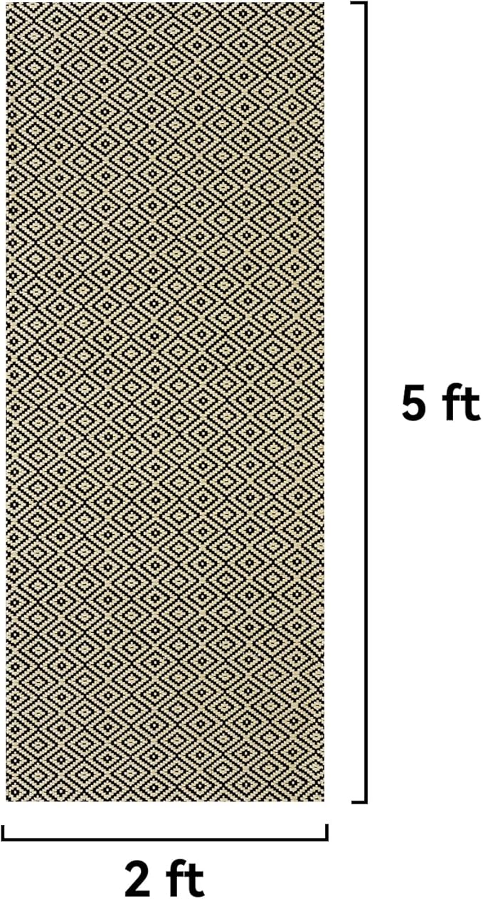 Hallway Runner Rug 2x5, Washable Kitchen Runners Non Slip, Ultra Thin Entryway Floor Mat Fit Under Door, Soft Low Pile Cotton Boho Carpet for Laundry Outdoor Bedroom