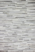 Cowhide Leather Rug for Living Room 8x10 Natural Leather Rug Modern Stripes Style Floor Carpet for Home Decor | Superior Indoor Area Rug Silver
