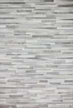 Cowhide Leather Rug for Living Room 8x10 Natural Leather Rug Modern Stripes Style Floor Carpet for Home Decor | Superior Indoor Area Rug Silver