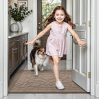 LUMI Door Mat Indoor Entrance 36"x60", Front Welcome Mat with Non-Slip Rubber Backing, Low Profile Dirt Trapper Inside Doormat for Entrance, Garage, Patio, Beige