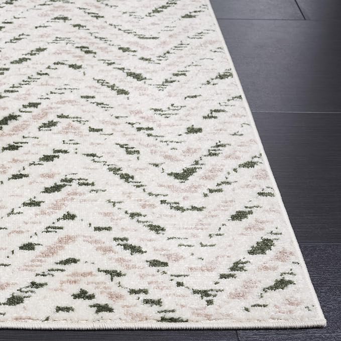 SAFAVIEH Adirondack Collection Area Rug - 6' x 9', Ivory & Dark Green, Chevron Design, Non-Shedding & Easy Care, Ideal for High Traffic Areas in Living Room, Bedroom, Dining (ADR104X-6)