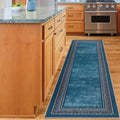 Antep Rugs Alfombras Bordered Modern 2x5 Non-Slip (Non-Skid) Low Pile Rubber Backing Kitchen Area Runner Rug (Turquoise Blue, 2' x 5')