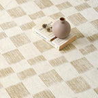 EVERGRACE Checkered Plaid Area Rug 2x10, Soft Fuzzy Faux Wool Rugs Washable Anti Slip Rugs Long Runner Rug Carpet for Entryway Bedroom Living Room Hallway Kitchen Dining Room and Laundry Room, Beige