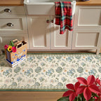 jinchan Elora 2x5 Floral Runner Rug for Hallway Washable Kitchen Runner Vintage Romance Design Non Slip Thin Indoor Floor Cover Low-Profile Throw Carpet for Entryway Bedroom Porch, Green/Beige