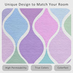 Washable 6x6 Abstract Wave Rug Living Room, Modern Geometric Colorful Design Area Rugs for Bedroom, Abstract Wave Home Decor Carpet, Low Pile, Non Slip, Kids & Pet Friendly (N4170)