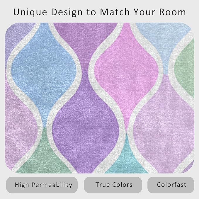 Washable 4x4 Abstract Wave Rug Living Room, Modern Geometric Colorful Design Area Rugs for Bedroom, Abstract Wave Home Decor Carpet, Low Pile, Non Slip, Kids & Pet Friendly (N4163)