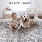 Rugcomf Bedroom Rug 3x5 Rug Washable Area Rug Non Slip Low Pile Small Carpet for Bedroom, Bedside, Kitchen, Entryway, Kids Room, Office, College Dorm Essentials for Girls(Grey)