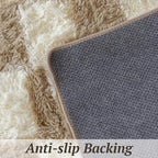 4x6 Area Rugs for Living Room Bedroom, Soft Fluffy Shaggy Bedside Rug, Indoor Floor Carpet for Kids Playroom, Dorms, Nursery Rooms, Home Decor (Camel & White 4'x6')