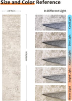 Art&Tuft Non-Slip Runner Rug - 2.5x14 Runner Rug Washable Low-Pile Rugs Runners, Soft Distressed Carpet Runner for Bedroom Bathroom Kitchen Laundry Living Room, Beige