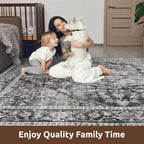 AMOAMI-2X3 Small Rug-Washable Rugs Entryway Mat Indoor-Soft Vintage Non Slip Rugs for Kitchen Laundry Room Bathroom Dark Grey & Black Decorative Accent Rug for in Front of Sink 24 Inch x36 Inch