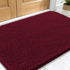 OLANLY Dog Door Mat for Muddy Paws 34x21, Absorbs Moisture and Dirt, Absorbent Non-Slip Washable Doormat, Quick Dry Chenille Mud Mat for Dogs, Entry Indoor Entryway Carpet for Inside Floor, Burgundy