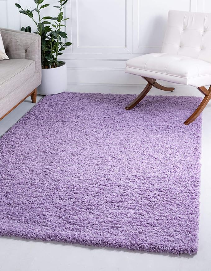 Unique Loom Solid Shag Collection Area Rug (7' 1" x 10' Rectangle, Lilac)