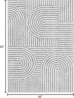 Washable Area Rug 5x7 - Boho Living Room Rug Soft Bedroom Rug Ultra-Thin Grey Modern Abstract Rainbow Dining Room Rugs Indoor Carpet for Living Room Nursery Room