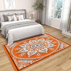 Mandala Rugs 5x7 -Orange Mandala Rug, 4x5 ft, Vintage Meditation Area Rug, Hippie Spiritual Washable Rugs for Living Room Bedroom, Boho Vintage Floral Home Decor & Gifts