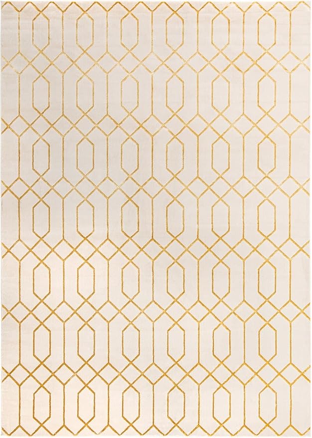 Marilyn Monroe Glam Collection Area Rug - Trellis (10'x 14' 1" Rectangle, White Gold/ Gold)