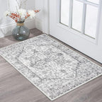 KOZYFLY Small Area Rug 2x3 Ft Rugs for Entryway Washable Boho Entry Rug Non Slip Door Mat Indoor Entrance Faux Wool Vintage Printed Kitchen Rug Throw Rugs for Entrance Kitchen, Gray