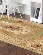 Rugs.com Chateau Collection Rug – 10' x 13' Green Medium Rug Perfect for Living Rooms, Large Dining Rooms, Open Floorplans