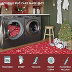 Lahome Christmas Rug 3x5 Red Washable Non Slip Small Area Rug Soft Low Pile Office Carpet Moroccan Snowflake Throw Rug for Living Dining Room Bedroom Xmas Holiday Decor Bedroom Rugs,