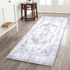 COMSLE Washable Door Mat, Front Door Mat Indoor Faux Wool Absorbent Small Rugs for Entryway Distressed Throw Rug Non-Slip Accent Floor Carpet for Entrance Bedroom, 24X48 Inches Gray