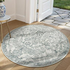 Lahome Bohemian Round Area Rugs, Washable Small Round Rug 3ft Soft Non-Slip Circle Rugs for Entryway, Low Pile Non-Shedding Print Indoor Carpet for Kitchen Laundry Bathroom, Beige