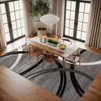 Rugshop Wavy Circles Design Area Rug, Fade-Resistant Carpet for Living Room, Dining Room, or Office,Grand Room,Open Spaces Gray, 8'8" x 12'