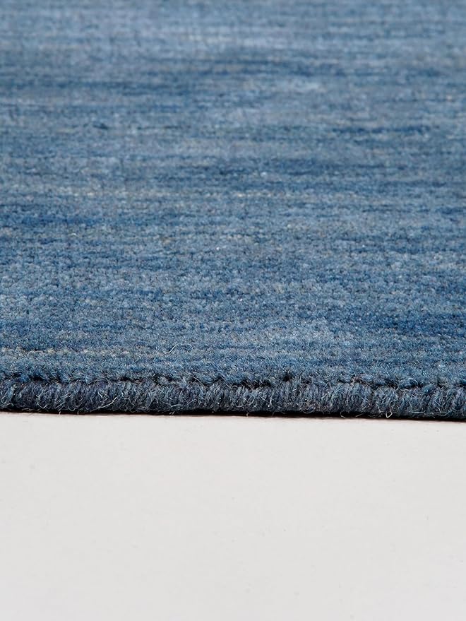 Hand Knotted Loom Wool ECO-Friendly Area Rugs - 10'x10', Octagon, Blue Color, Solid Plain Design, High Pile Thick Handmade Anti Skid Area Rugs for Living Room, Bed Room (L00111)
