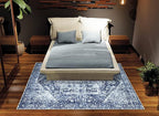 Bloom Rugs Washable Non-Slip 4' x 6' Rug - Blue/Ivory Traditional Area Rug for Living Room, Bedroom, Dining Room, and Kitchen - Exact Size: 4' x 6'