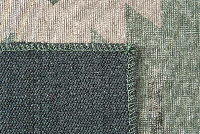 Revival Rugs Flam 10'x13' Zero-Shedding Area Rug for Living Room Bedroom - Oeko-TEX Certified, Low Pile, Spot Clean, Green