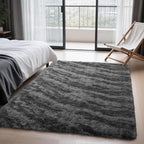 Zentavio Area Rugs for Living Room 5x8 Large Rugs for Bedroom Carpet Fluffy Fuzzy Soft Shag Aesthetic Plush High Pile Gray Throw Rug for Nursery Kids Room Dorm Marble Grey