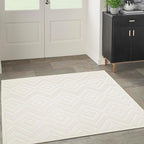 Nourison Home Versatile Ivory White 5' x Square Area Rug - Easy Clean, Non Shedding, Bed Room, Living Room, Dining Room, Kitchen (5' x Square)