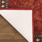 Antep Rugs Alfombras Modern Bordered 2x10 Non-Skid (Non-Slip) Low Profile Pile Rubber Backing Indoor Area Runner Rugs (Maroon Beige, 2' x 10')