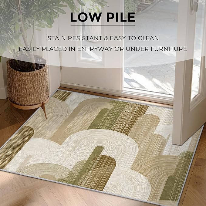 Abstract Geometry Rugs for Home Decor, 5x8 ft, Minimalist Geo Arched Area Rugs for Living Room, Soft Non Slip Washable Mid Century Modern Carpet Bedroom Decorations Dt-Ghf-19